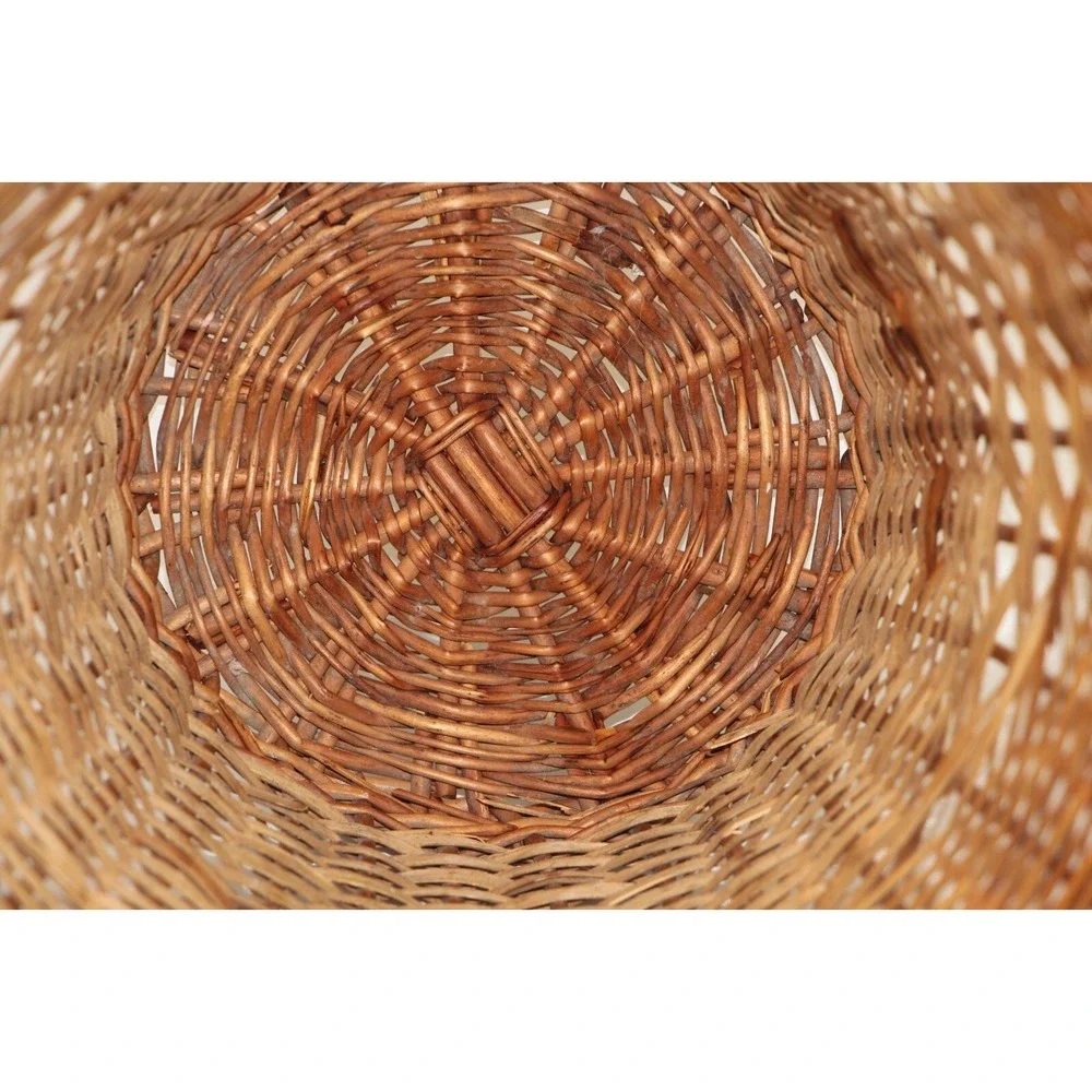 Vtg Wicker Rattan Waste Basket Trash Can Woven Plant Holder 14
